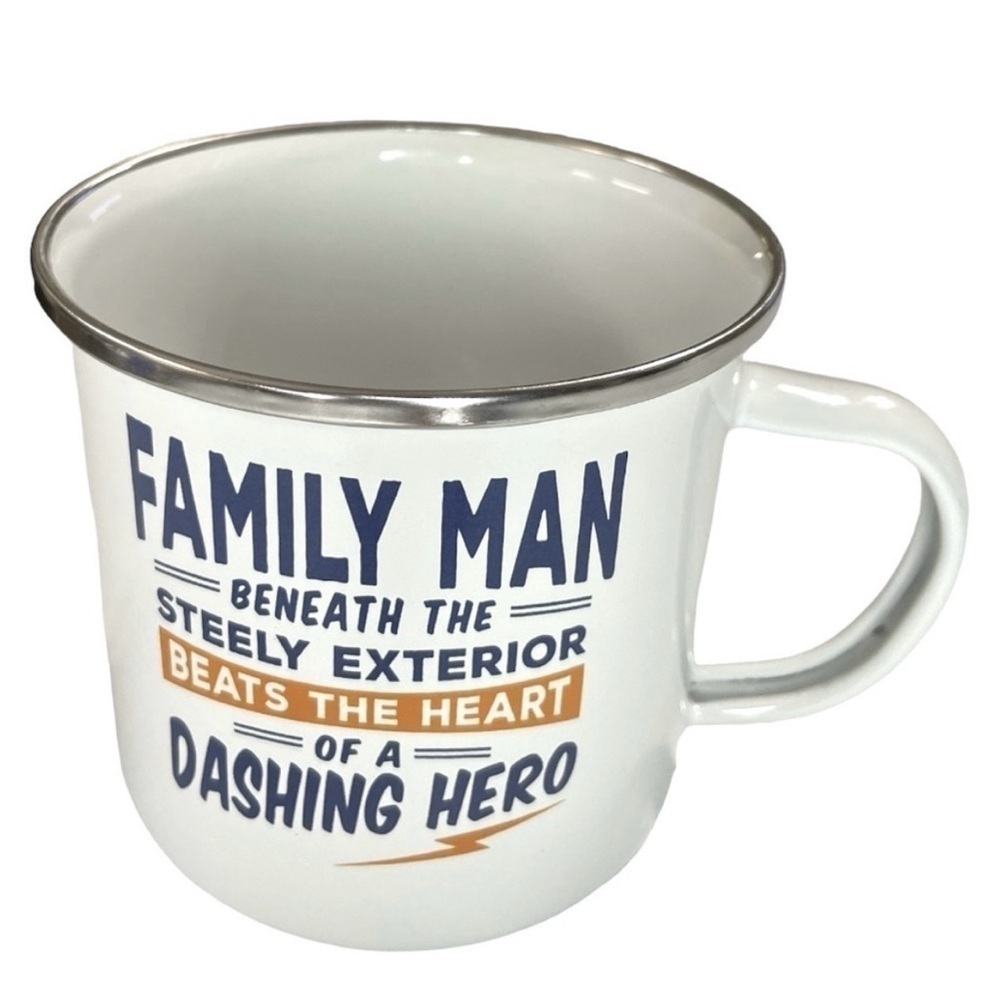 History & Heraldry Family Man Enamel Camp Coffee Mug 14 oz Dad Gift - Picture 4 of 7